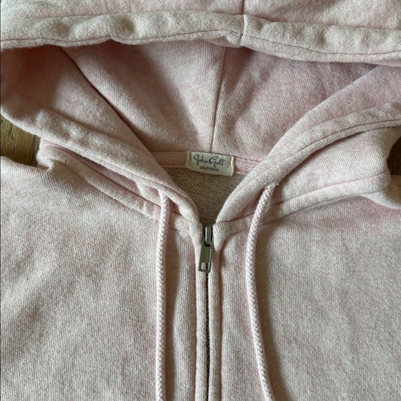 Brandy Melville John Galt Crop Pink Hoodie Cotton Size Small - Picture 3 of 5